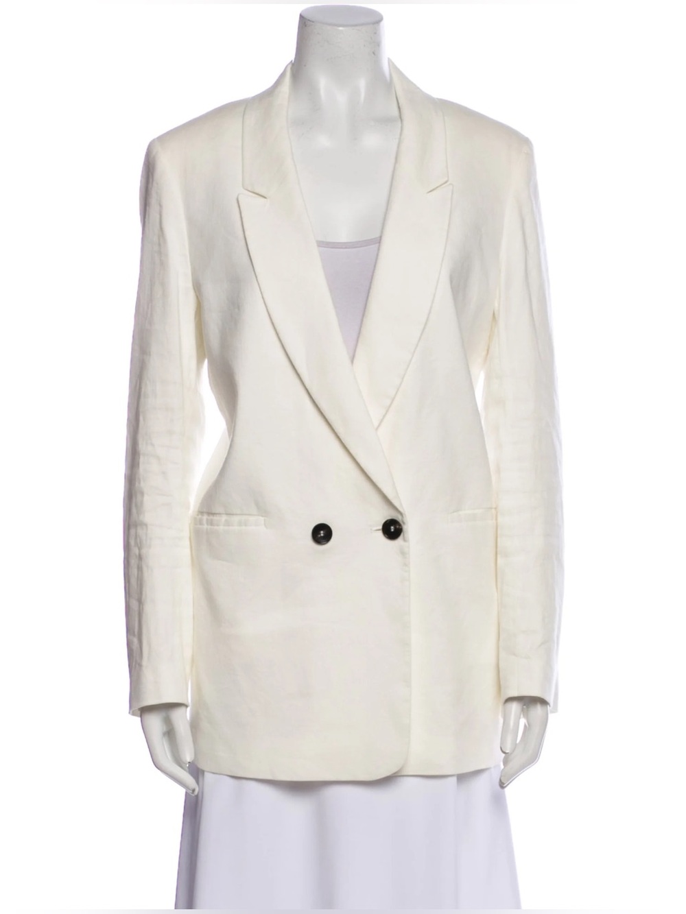 Cuyana double breasted linen blazer in white size M